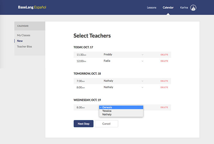 Booking by time step 2