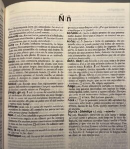 The Ñ page in a Spanish dictionary