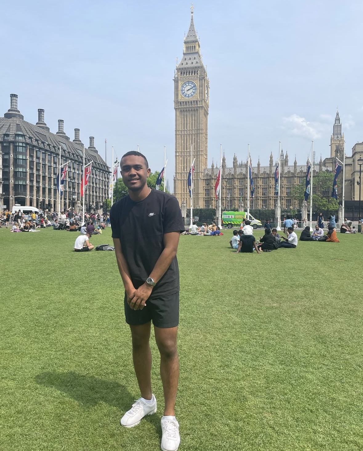 Scott, a Spanish student posing in front of the Big Ben