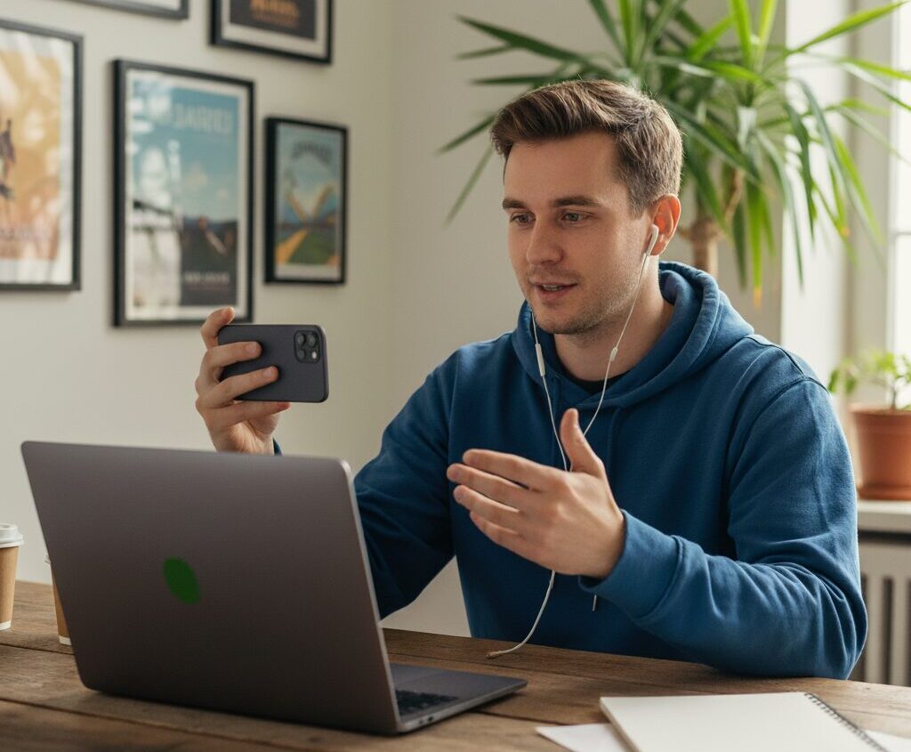 BaseLang student recording a class BaseLang student recording a class